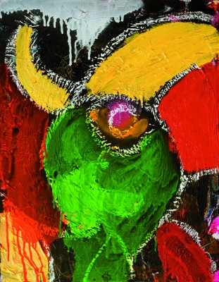 Parrot, 2007, acrylic, oil stick, on canvas, 50x40cm (20x16in)