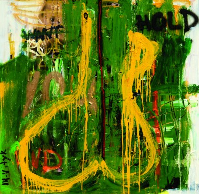 Kundalini, 2008, acrylic, enamel, spray paint, oil stick on canvas, 150x150cm (59x59in)