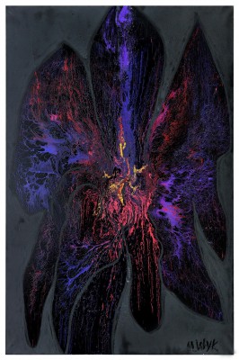 Space Iris, 2014, enamel, spray paint, oil bar on canvas, 300X200cm (118x78in)