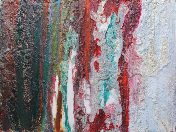 Bedrock 2. 2018, enamel, spar paint, oil, acrylic and foam on canvas, 150X200cm