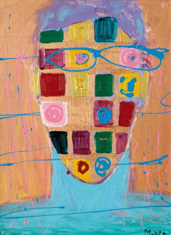 Self Portait, 2001, acrylic, enamel on canvas, 63x47.5cm (25x19in)